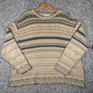 VINTAGE Eddie Bauer Women’s Sweater Size XL Beige Multicolor Golf Hiking VTG USA